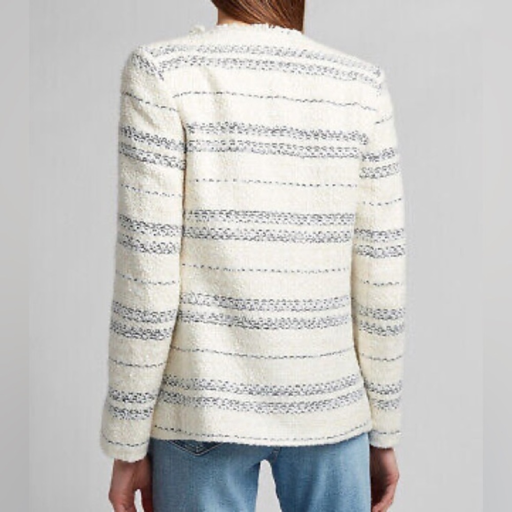 Express Navy Stripe Draped Boucle Blazer | S - image 2